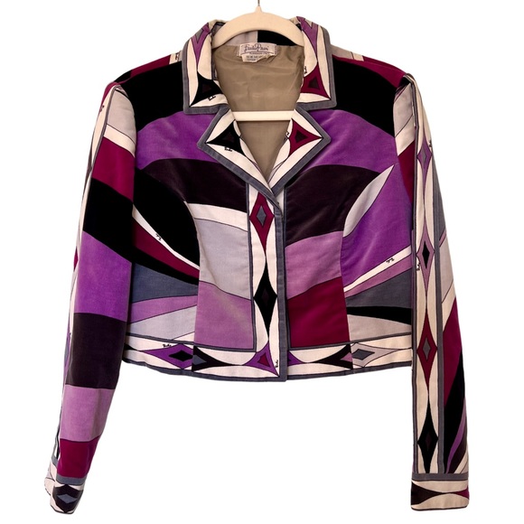 Vintage 70s Emilio Pucci Cropped Velvet Jacket/Blazer - Picture 2 of 13